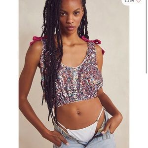 Free people Big Night Sequin Crop Small